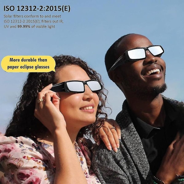 Solformørkelsesbriller med 4 stk. ISO 12312-2:2015(E)&CE-certificerede sikre skærme til direkte sol-visning AAS anbefalet liste WR