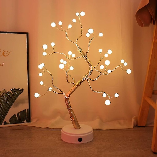 36led 3d Table Lamp, Copper Wire Christmas Fire Tree Night Light For Indoor Kids Decor Fairy Light