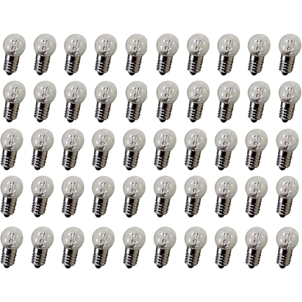 DC 50 st E10 2,5V 0,3A Varmvit Miniatyr Glödlampa Skruvsockel