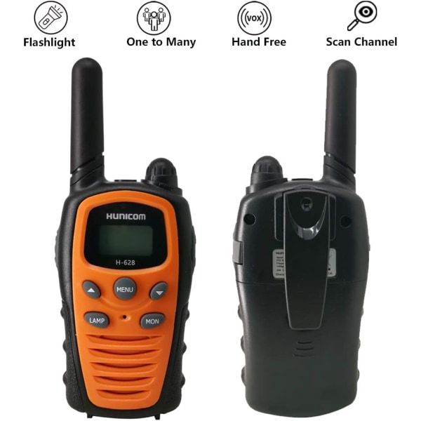 Walkie talkie for voksne - PMR VOX håndfri 5 km walkie talkie med LED-baggrundslygte