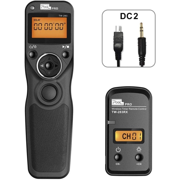 TW-283 DC2 digital trådløs fjernbetjening Intervalometer Kabeludløser fjernudløser med timer til Nikon-kameraer