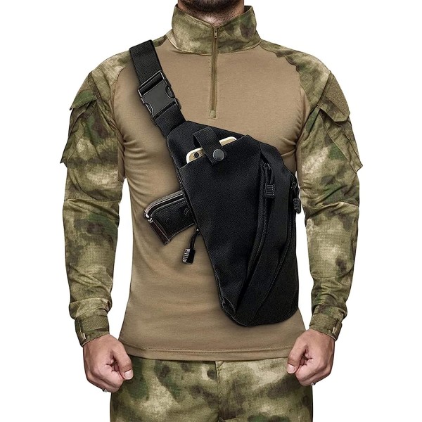 Skjult ryggsekk for menn, hylster brystveske Messenger Bag Bærbar ryggsekk (svart høyre)