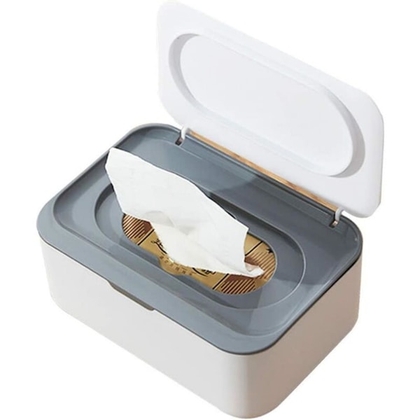 Multifunksjonell støvtett vevboks med lokk, våtserviettmaskeorganisator - grå og hvit, 19*13*7,8cm, 1 stk