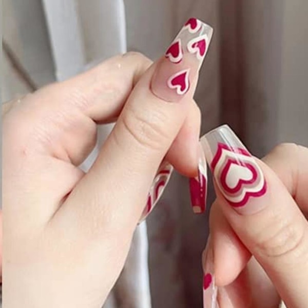 6 ark Heart Nail Stickers, Valentinsdag selvklebende Nail Art Decals, Gjør-det-selv manikyrdekorasjon for kvinner jenter