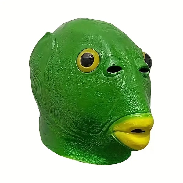 Rolig Grøn Fisk Latexmaske - Unisex Cosplay Hovedbeklædning til Fester & Begivenheder, Ingen Batterier Nødvendige, Aldre 14+