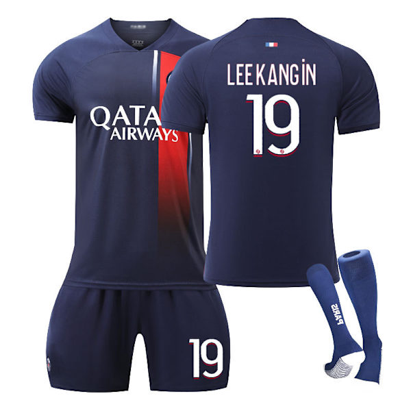 2324 Pariisin kotipaita lasten oppilaille aikuisille harjoitusurheilupuku miehille ja naisille Messi jalkapalloasu NO.19 3XL