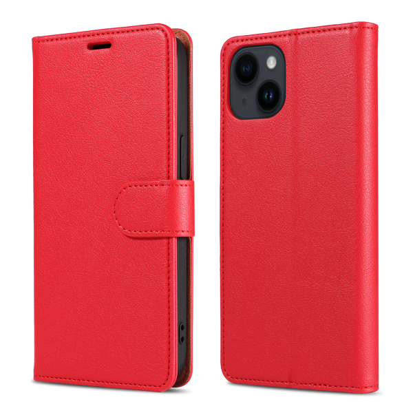 2023 iPhone 14 Pro Max etui Højkvalitets læder Flip Wallet Style Bærbart etui - 1 stk. red