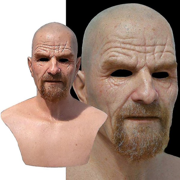 Realist Old Man Maske Latex Halloween Cosplay Party Full Face Mask Hodeplagg Fg