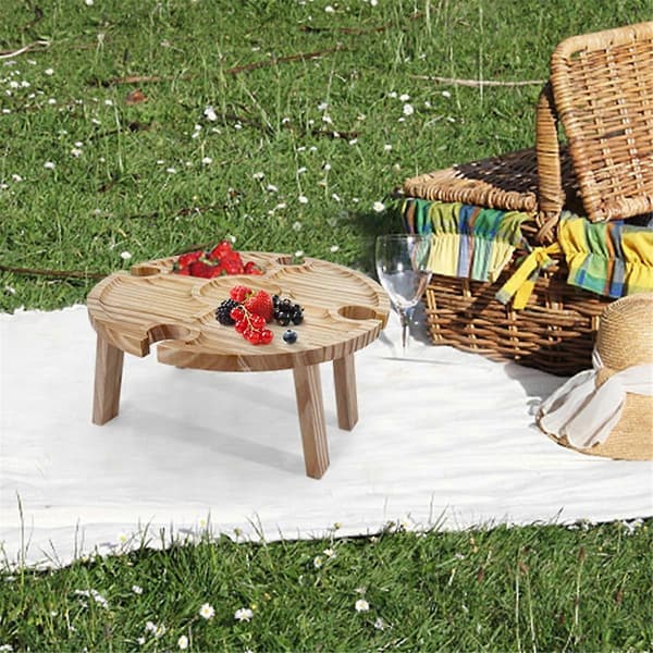 2 i 1 Vinglasställ, Hopfällbart Vinglasställ Bord Picknickbricka