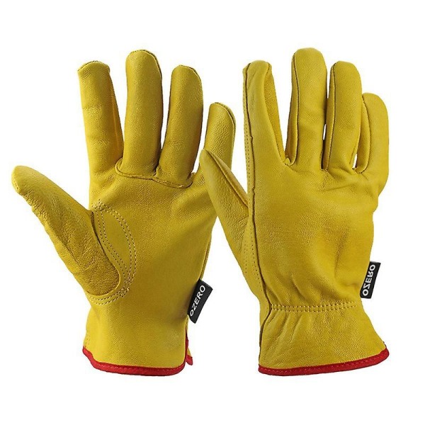 Fåreskind Arbejdshandsker Læder Havearbejde Have Bærende Stik-resistente handsker (Gul Størrelse M)