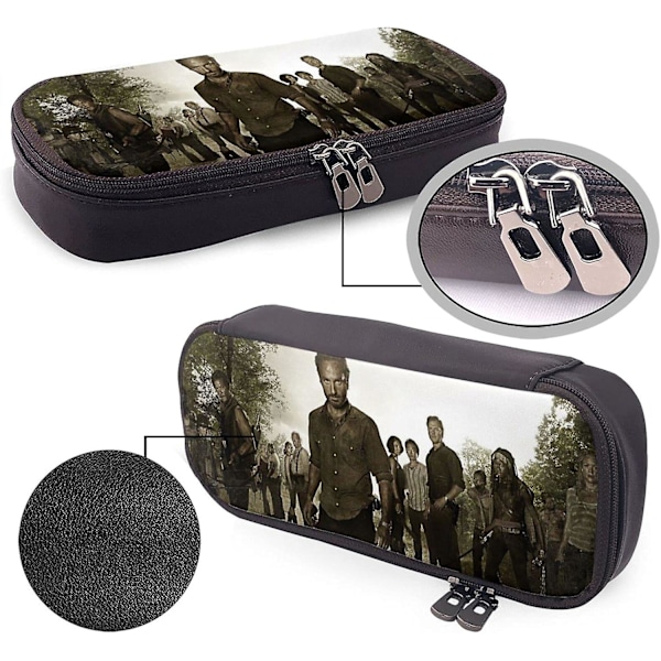 The Walking Dead Læder Penneætui Penneætui Stationery Taske Kontor Bærbar Opbevaringsboks Kosmetikæske Mappe bd003818