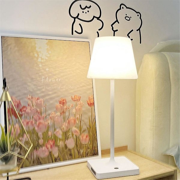 Sladdlös LED-skrivbordslampa USB-laddningsbar steglös dimning bärbar nattlampa för vardagsrum, hotell