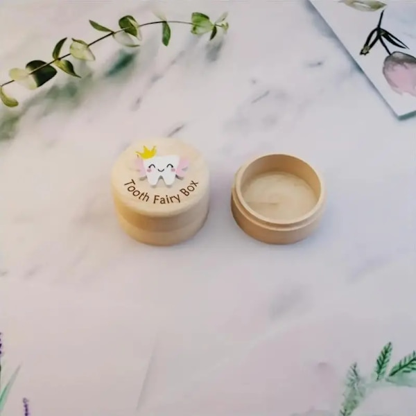 Børns store hukommelsesboks til mistede tænder og hår - Rundt flip-top-design til drenge og piger i alderen 3-12