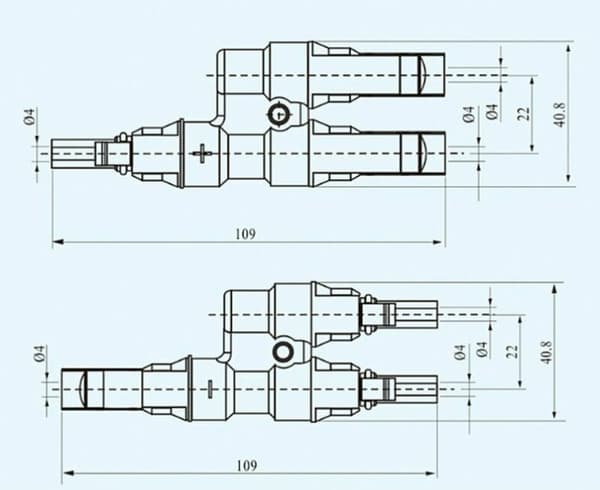 MC4 solcellepanel T/Y-grenforbindelseskabelsplitter