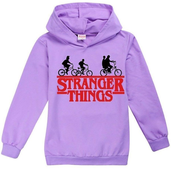 Stranger Things Luvtröjor Barn Flickor Långärmad tröja med luva Casual Lös tröja Toppar Casual Activewear Pink 11-12 Years