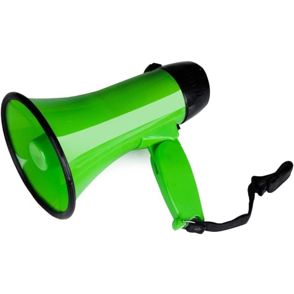 Bärbar megafon bullhorn 25 watt power megafonhögtalare röst och siren/larmlägen (grön)
