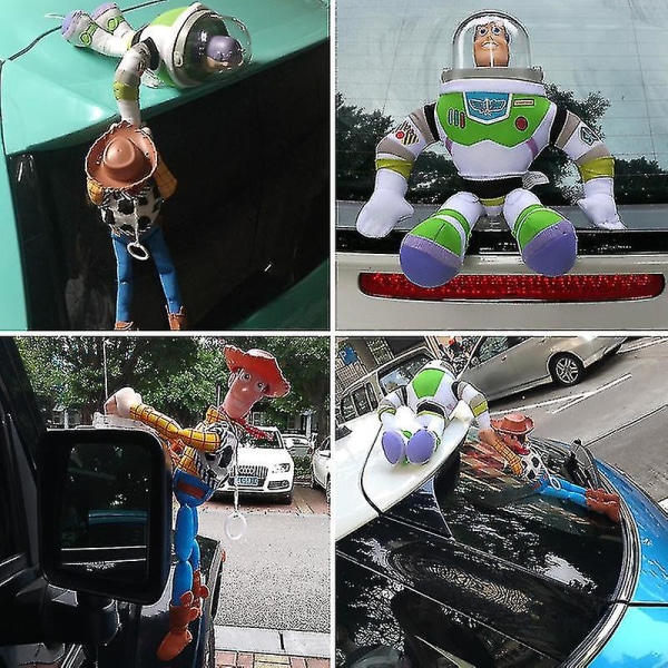Biltakdekorasjon Dukke Bilhale Morsom dukke Bilutvendig dekorasjon gave til far (buzz Rescue Woody (uten hette))