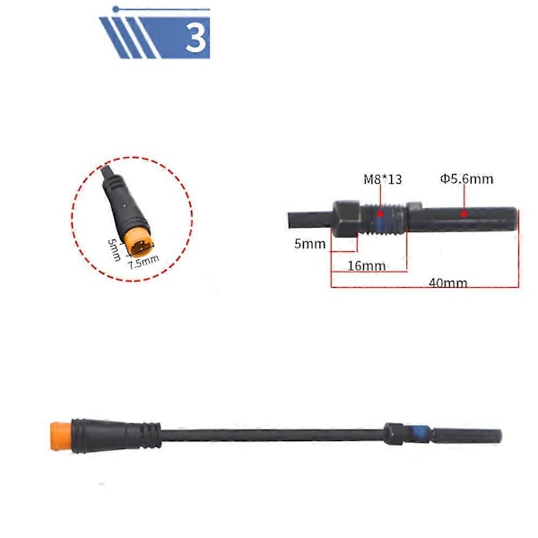 1x Universal Magnetisk Bremsesensor Til Ebike Afbryd Strøm Bremsesystem 2 3 Ben Stik Med En 30/150cm Langt Kabel