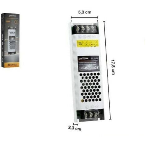 Stabiliserad Slim DC 12V 5A 60W Transformator för LED-lister S-12v-60w