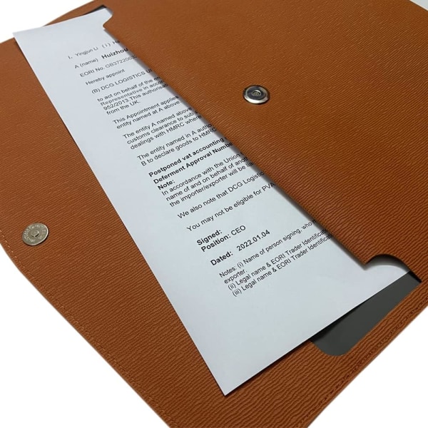 1 stk A4-mappe i lær, vanntett koffertkonvolutt-mappeboks med beltelås (brun)