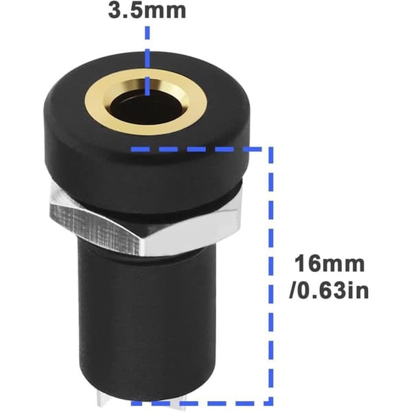 10 stk 3,5 mm hunn mono panelmontert jack med muttere 3,5 mm mono panelmonterte jack loddekontakter tilbehør for CD-spillere digitale bærbare datamaskiner DV