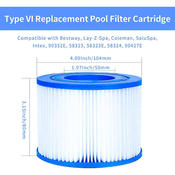 VI Pool -suodatinpatruunat Bestway Flowclear -suodattimille Bestway VI -allasille (4 kpl)
