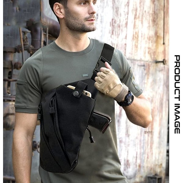 Skjult rygsæk til mænd, hylster, brysttaske Messenger-taske Bærbar rygsæk (sort højre)
