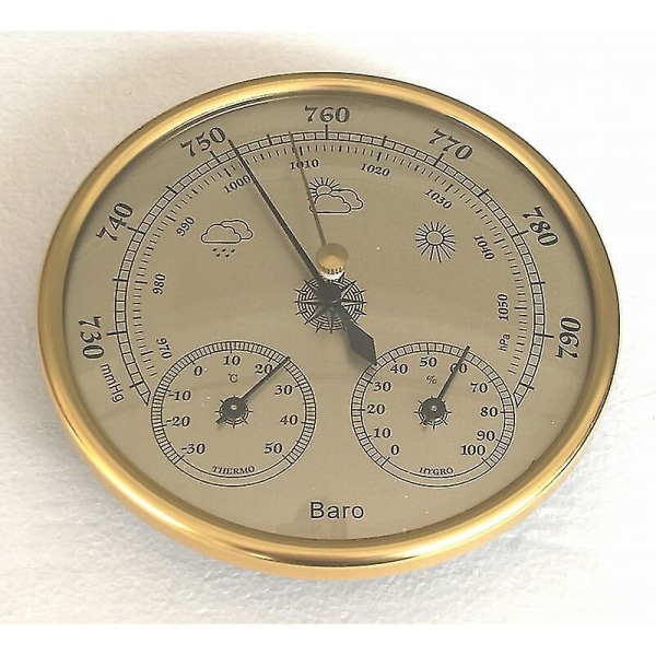 Barometer, vejrstation med barometer og hygrometer termometer, 3 i 1 vægmonteret analog vejrstation til indendørs og udendørs