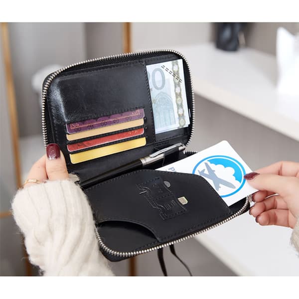 Black PU Leather Passport Holder with RFID Blocking