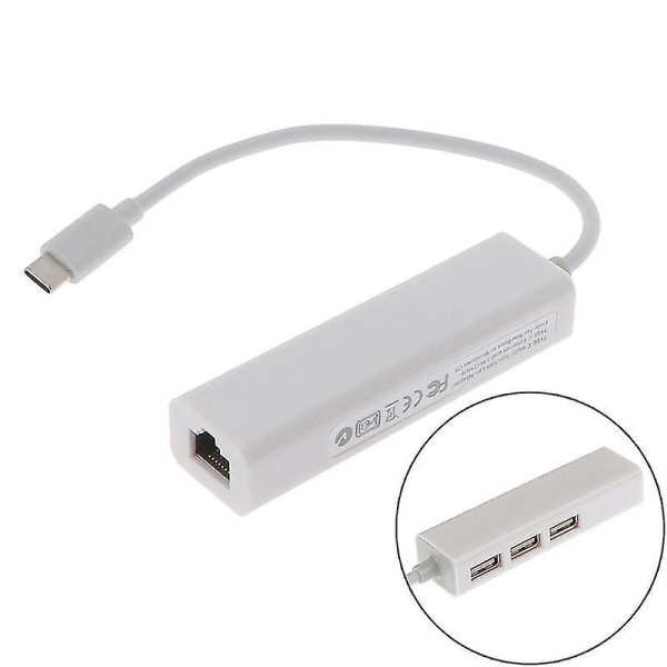 Usb-c Ethernet Adapter 3 USB C Hub Till Ethernet Rj45 Lan Adapter Nätverkskort