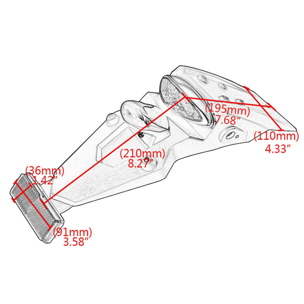 Universal Motorcykel Bagskærm Mudguard Med LED Baglygte Til Mudguard Led Brems Baglygte BH