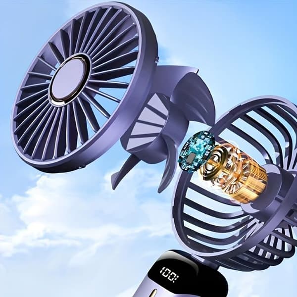 USB bærbar ventilator - Lilla - Genopladelig - Indendørs/Udendørs