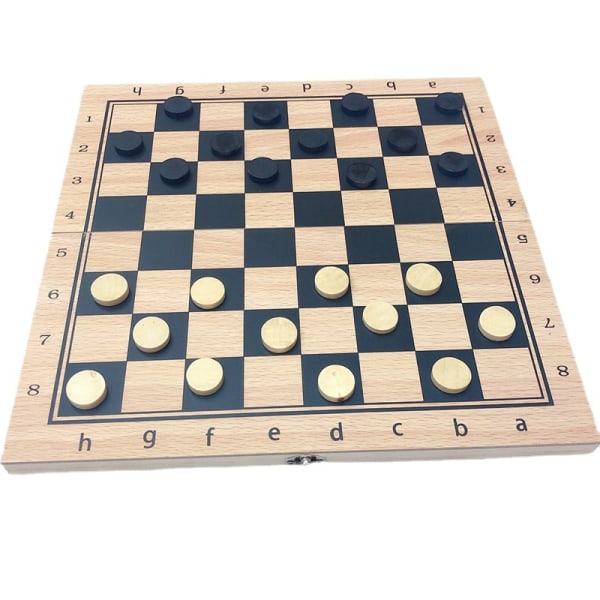 Schack hopfällbar tävlingsleksak i massivt trä