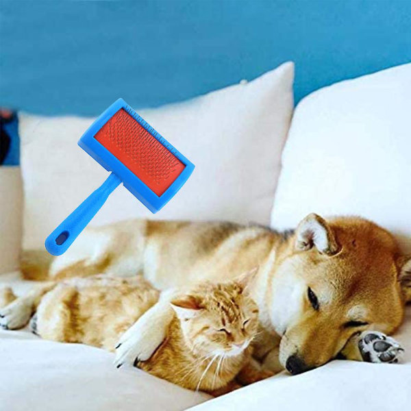 1 stk Pet Grooming Børste Silikone Håndtag Shedding Massage Hundebørste