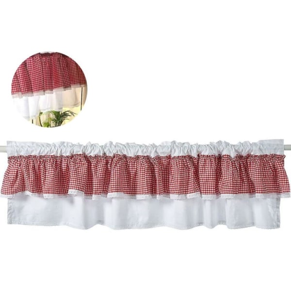 Krydsgardin i bomuldsplaid til køkken, halv gardin 40x150cm