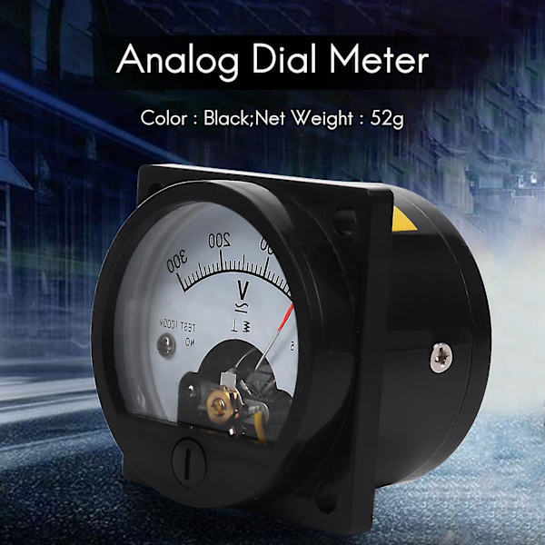 AC 0-300V Rundt Analogt Skivepanel Meter Voltmeter Gauge Svart