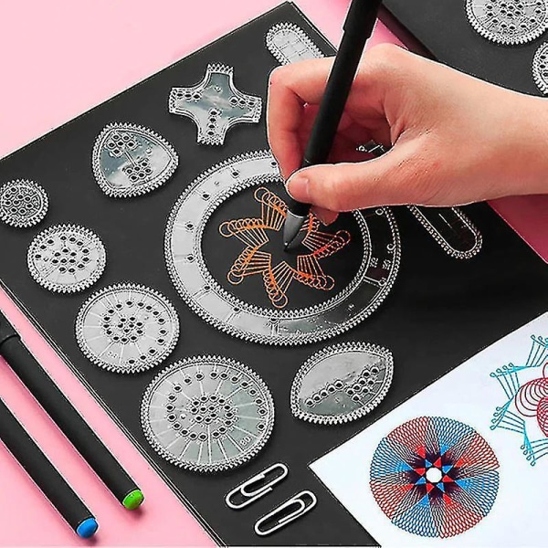 Spirograf Tegneleker Sett Interlocking Gears Hjul Maling Tegning Tilbehør Kreativt pedagogisk leke Spirografer