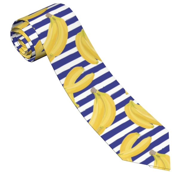Banan på blå striper mønster herre slips mote hals slips mager slips gaver til bryllup, brudgom, forretningsfest