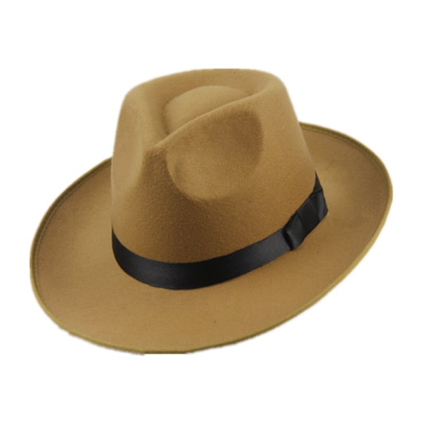 Visirhat Herre og Dame Top Hat Hard Filt Bred Skygge Efterårsblå Retro Hat Filt Hat Jazz Hat Camel
