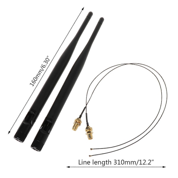 WiFi Antenne 6dBi RP-SMA 12in U.FL IPEX MHF4 til RP-SMA Pigtail Antennesæt