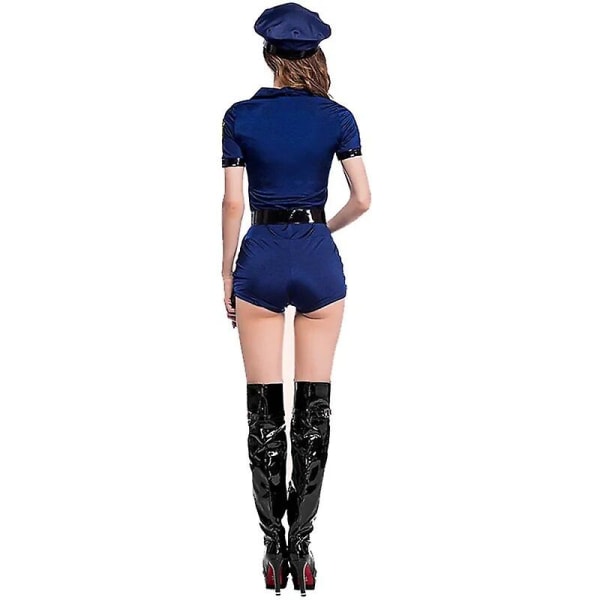 Sexet kvindelig betjent politibetjent kostume fancy kjole forførelse politikvinde uniform halloween fest kvinder politi cosplay jumpsuit L