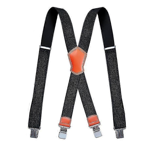Herre Bukseseler med Svært Sterke Metallklemmer Brede Kraftige Selestropper One Size Passer Alle Menn og Kvinner Justerbare og Elastiske X Form (1 Stk, Svart)