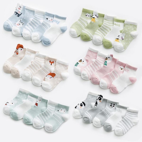 5 paria/erä 0-2-vuotiaiden vauvojen sukat Baby sukat Yhteensopivat tytöille puuvillaverkko mesh XS 0 9M 12