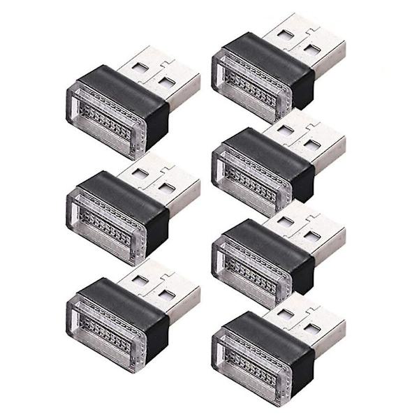 7 kpl Mini USB-valo LED-mallinnusauto Ambientivalo Neon Sisävalo Auton Koru USB-yövalo (7 väriä)