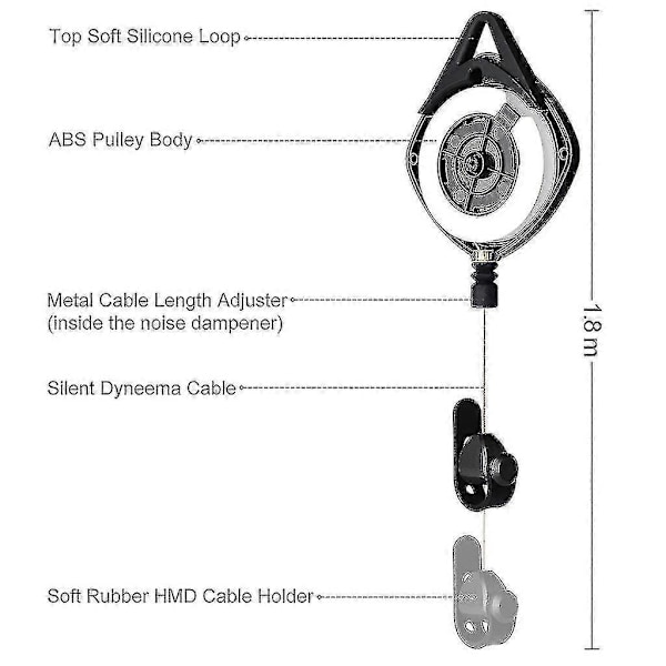 3/6 st Ljudlös VR Kabelhantering Trissa System Kompatibelt -för Htc Vive Rift S Ps Windows-3-