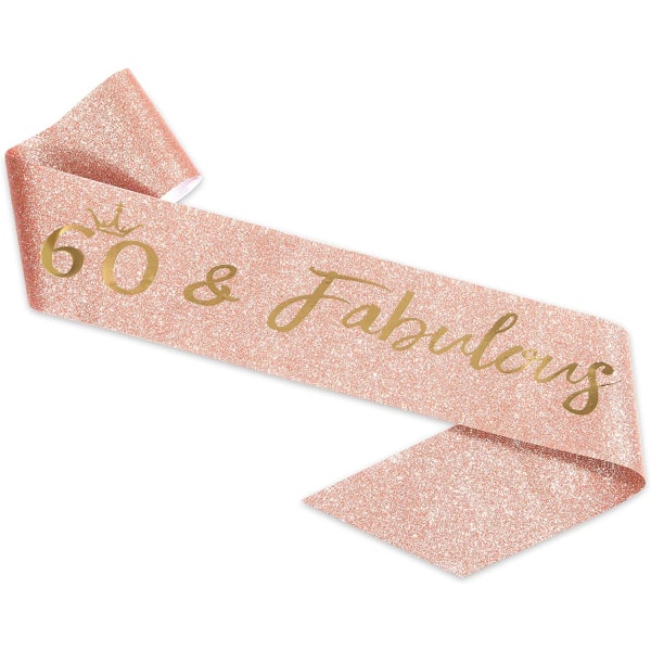 Kvinnors 60-årsbälte och tiara, roséguld födelsedagsbälte