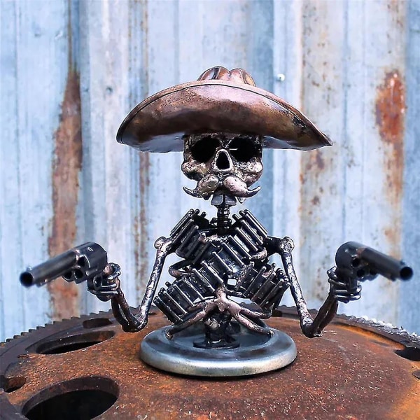 Cowboy Skull Gunslinger hupun koristeena, siistiä luurankohahmoja hupun koristeena kokoelma Skull Auto Truck Tyylikäs koristelahja