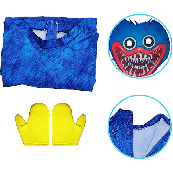 Poppy Playtime Huggy Wuggys Kostym för Barn, Spel Huggy Wuggys Cosplay Karnevalskräckmonster Jumpsuit(l)