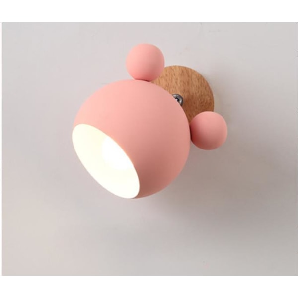 Yksiosainen pohjoismaista tyyliä suloinen puinen karhu sisäseinävalaisin sängyn puoleinen työpöytälamppu Makuuhuone Olohuone Lastenhuone (vaaleanpunainen)-18*18*21cm