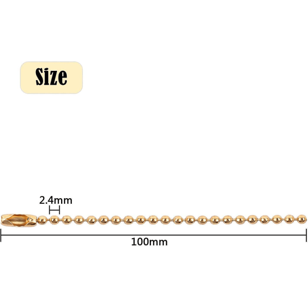 100 stykker 100 mm lang guldperleforbindelseslås 2,4 mm diameter kuglekæder gave